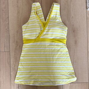 Vibrant Yellow and White Striped Tank Top